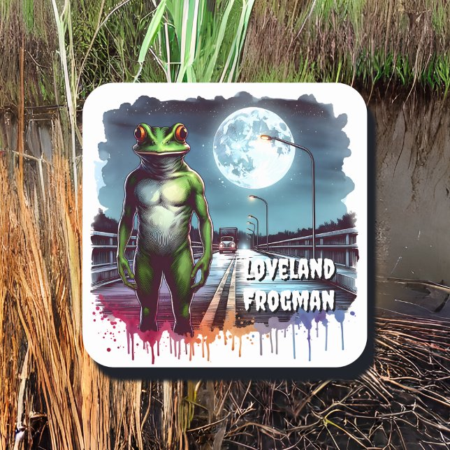 Adesivo Quadrado Loveland Frogman | Ohio Cryptid (Criador carregado)