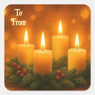Adesivo Quadrado Lovely Candles Christmas Gift Sticker
