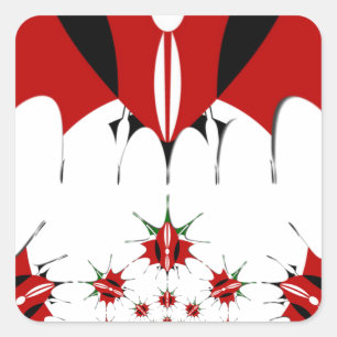 Adesivo Quadrado Lovely Kenya Shield Flag Vetor Art Impressão