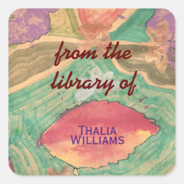 Adesivo Quadrado Lovely leaves custom bookplates