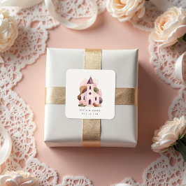 Adesivo Quadrado Lovely Rustic Pink Tones Church Wedding