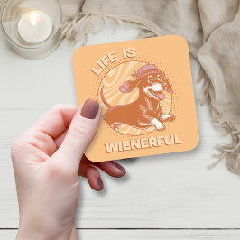 Adesivo Quadrado Lover de Cão "A Vida é Útil", Retrô Bastante