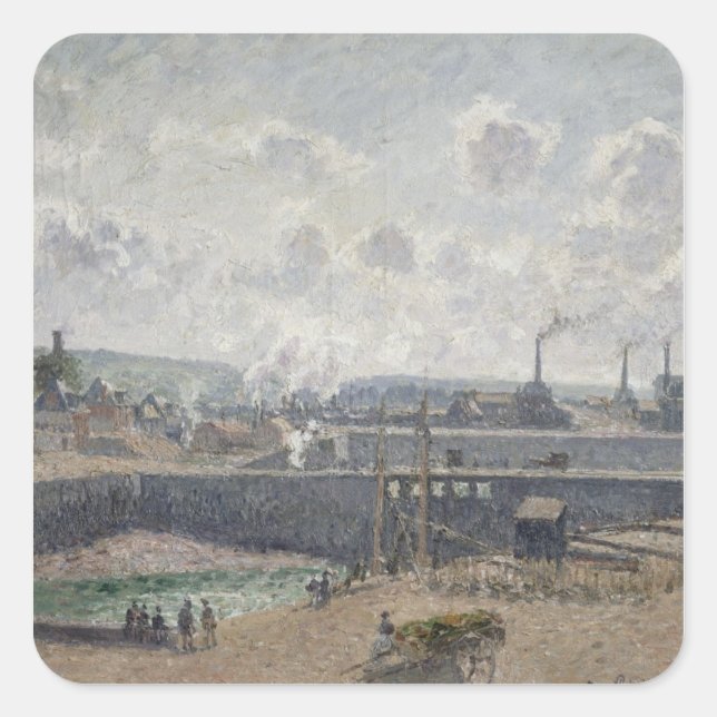 Adesivo Quadrado Low Tide at Duquesne Docks, Dieppe, 1902 (Frente)