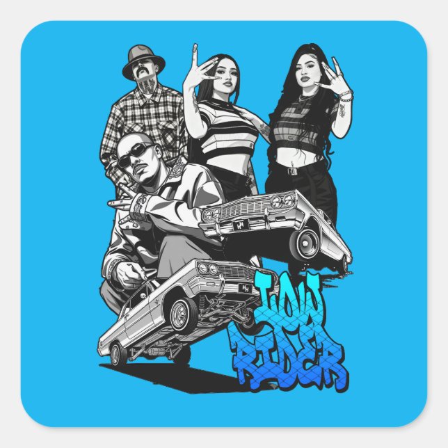Adesivo Quadrado Lowrider Urban Art – Chicano Streetwear Culture (Frente)