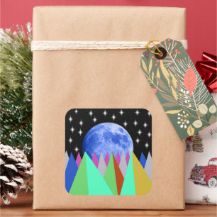 Adesivo Quadrado Lua Azul