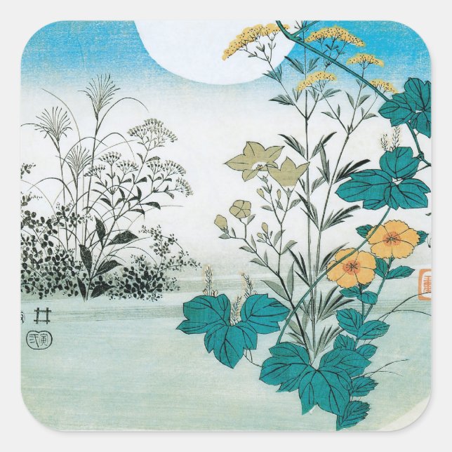 Adesivo Quadrado Lua e Flores (Frente)