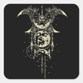 Adesivo Quadrado Lua Mística Geométrica Sagrada