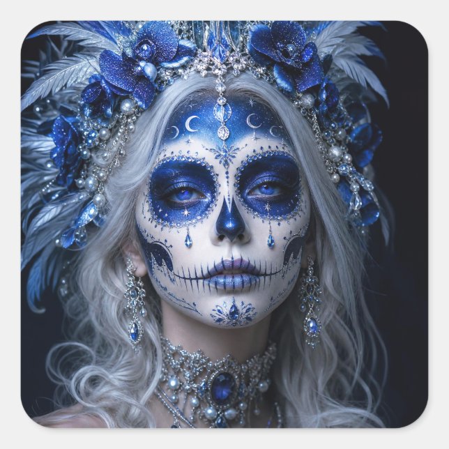 Adesivo Quadrado Lua Safira Calavera – Azul Celestial  (Frente)