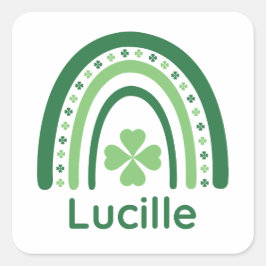 Adesivo Quadrado Lucille Name Clover Boho Rainbow