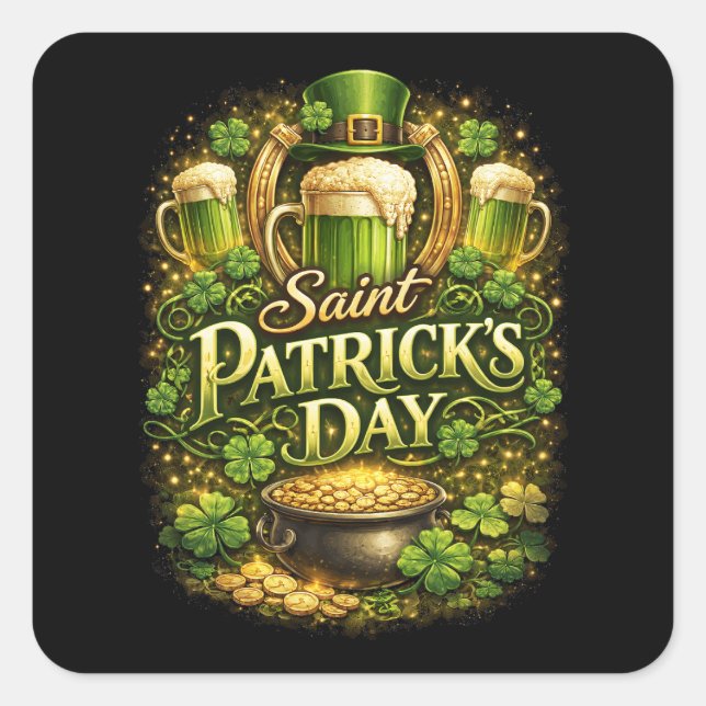 Adesivo Quadrado Luck of the Emerald Isle (Frente)