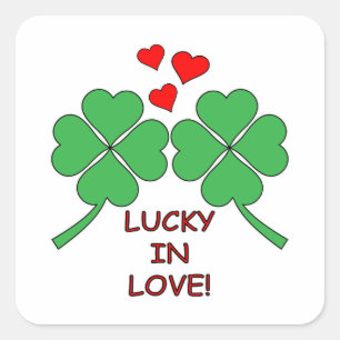 Adesivo Quadrado Lucky In Love Hearts Clover