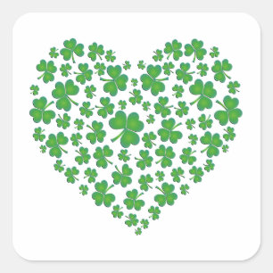 Adesivo Quadrado Lucky Irish Shamrock Heart