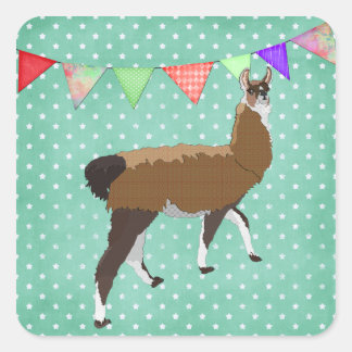 Adesivo Quadrado Lucky Llama