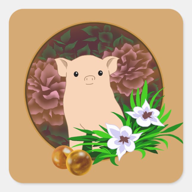 Adesivo Quadrado Lucky Pig (Frente)