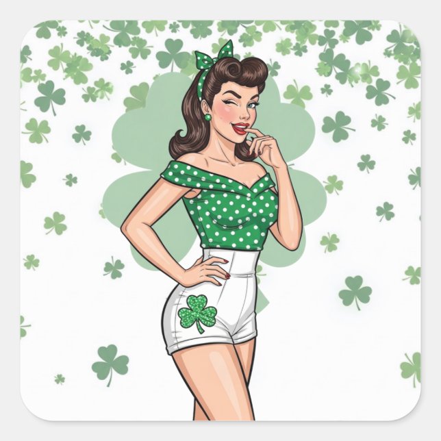 Adesivo Quadrado Lucky Retro Glam (Frente)