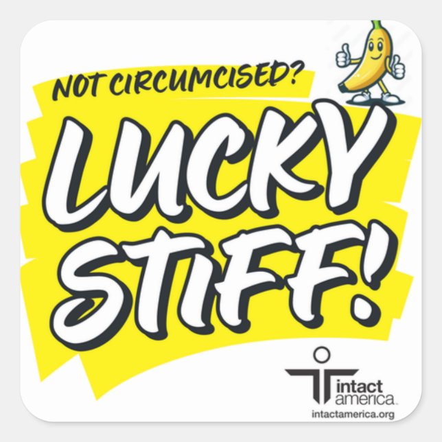 Adesivo Quadrado Lucky Stiff — Sticker — Amarelo (Frente)