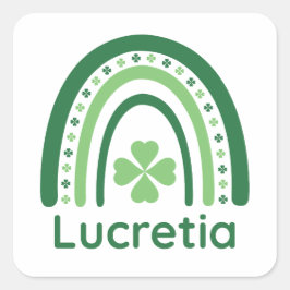 Adesivo Quadrado Lucretia Nome Clover Boho Rainbow