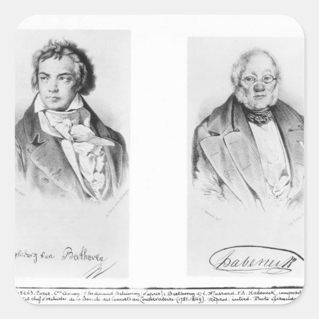 Adesivo Quadrado Ludwig van Beethoven & Francois-Antoine Habeneck (Frente)