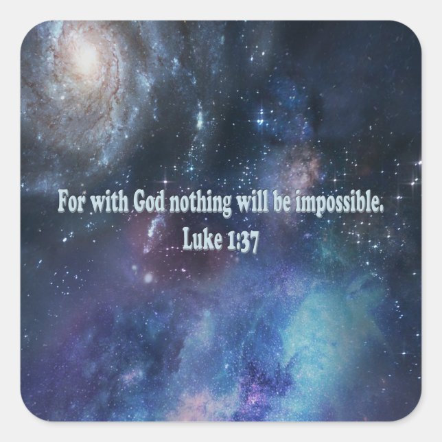 Adesivo Quadrado Luke 1:37 (Frente)