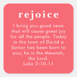 Adesivo Quadrado Luke 2:10 Red Bible Verse Christian Christmas