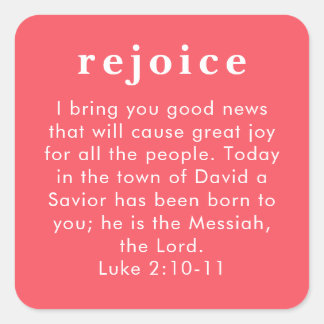 Adesivo Quadrado Luke 2:10 Red Bible Verse Christian Christmas