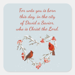 Adesivo Quadrado Luke 2:11 Bíblia de Natal das Escrituras Verso