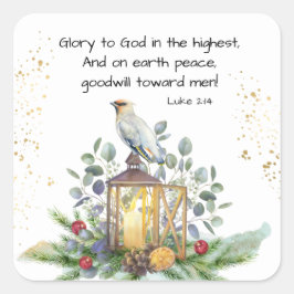 Adesivo Quadrado Luke 2:14 Glória a Deus no Natal Mais Alto