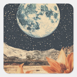 Adesivo Quadrado Lunar Bloom Over Sandy Peaks