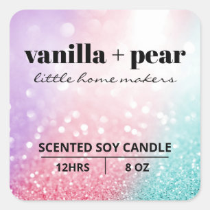 Adesivo Quadrado Lúpulo-do-luxo Pastel Pink Blue Soy Canders