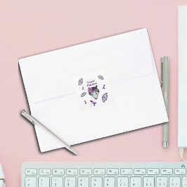 Adesivo Quadrado Lupus Warrior Wolf Purple Ribbon Button