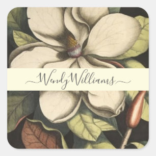 Adesivo Quadrado Lush Magnolia Blooms Script Tipo Envelope Seals