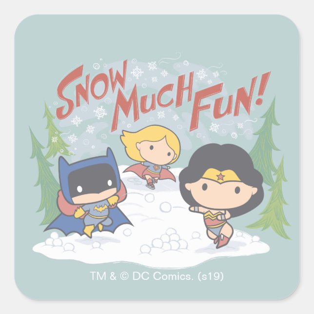 Adesivo Quadrado Luta da Liga da Justiça Chibi Snowball (Frente)