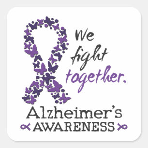 Adesivo Quadrado Lutamos juntos - Consciência do mal de Alzheimer