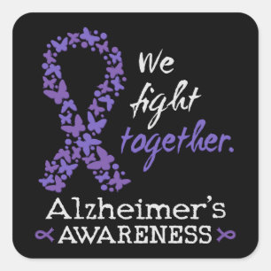 Adesivo Quadrado Lutamos juntos - Consciência do mal de Alzheimer