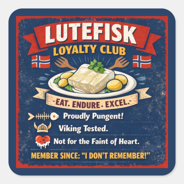 Adesivo Quadrado Lutefisk Loyalty Club Norwegian Stickers (Frente)