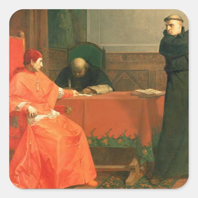 Adesivo Quadrado Lutero em frente ao Cardeal Cajetan (Frente)