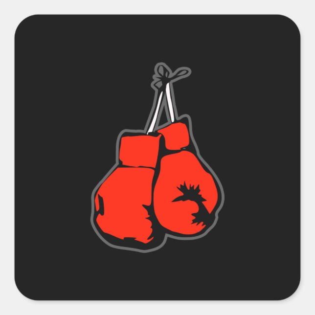 Adesivo Quadrado Luvas de Boxing Vintage (Frente)
