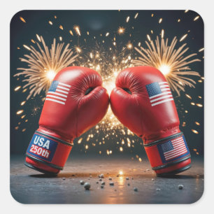 Adesivo Quadrado Luvas Red Boxing para o aniversário de 250 anos no