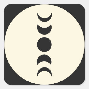 Adesivo Quadrado Luxe Lunar Preto e Creme Fase Lunar Casamento 