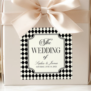 Adesivo Quadrado Luxo Antigo Dinheiro Preto Marfim Casamento Vintag