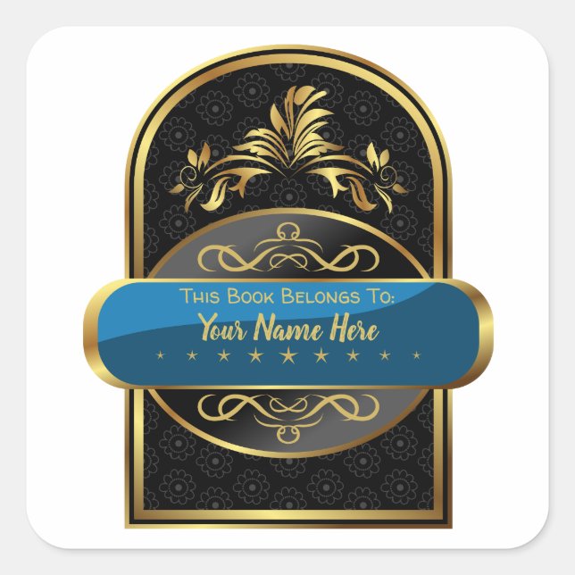 Adesivo Quadrado LUXO| Este Livro Pertence A (Livro Personalizado) (Frente)