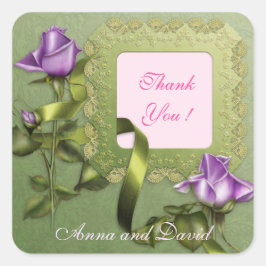 Adesivo Quadrado Luxo Moderno Floral Roxo Adicione Seu Texto