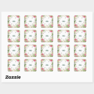 Adesivo Quadrado Luxuoso Colorido Flor Silvestre Flor borboleta azu