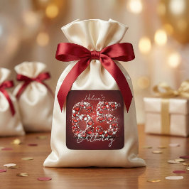 Adesivo Quadrado Luxuoso Elegante Diamantes Vermelho Rubi Aniversár