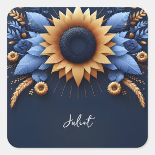 Adesivo Quadrado Luxuoso Fuchsia Coroa Real Azul Festa de Chá de No