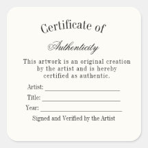 Luxury Certificate of Authenticity Sticker | Ivory