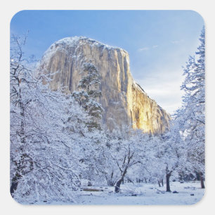 Adesivo Quadrado Luz do nascer do sol atinge El Capitan através da