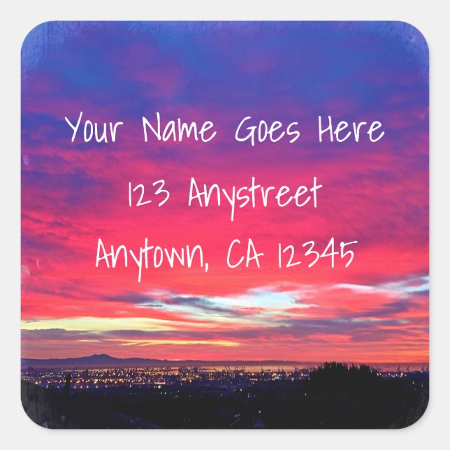 Adesivo Quadrado Luz do sol rosa quente, luz do sol retorna endereç (Frente)