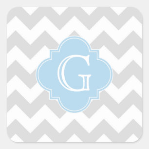 Adesivo Quadrado Luz - Lt branco cinzento Azul Quatrefoil Monograma