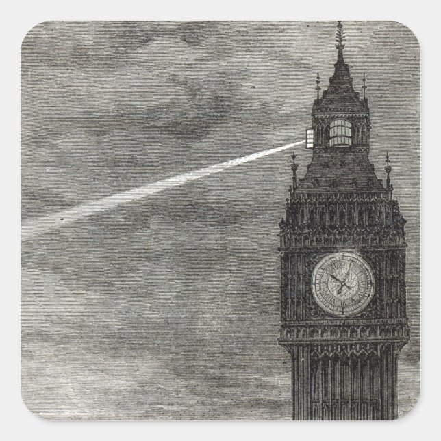Adesivo Quadrado Luz sobre a Torre Relógio, Casas do Parlamento (Frente)